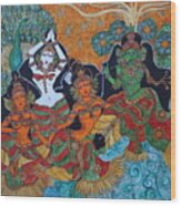 Krishna And Gopika Wood Print