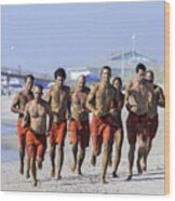 Kure Beach Life Guards On The Run Wood Print