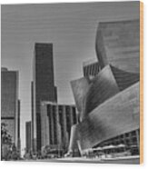 Los Angeles Gehry Architecture  Black N White Wood Print