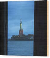 Lady Liberty View Wood Print