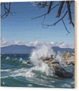 Lake Tahoe Storm Waves Wood Print