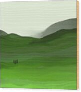 Landscape In Green Wood Print