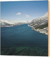 Langfjorden Aerial Langfjordbotn Finnmark Norway Wood Print