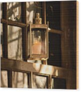 Lantern In A Window Wood Print