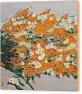 Large Orangy Floral Wood Print