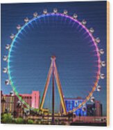 Las Vegas High Roller At Dusk Rainbow Colors Wide 2 Wood Print