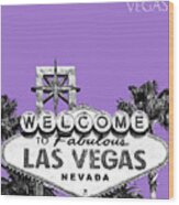 Las Vegas Sign - Purple Wood Print