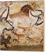 Lascaux Hall Of The Bulls - Deer Between Aurochs Wood Print