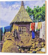 Laundry Day - Dogon Village Mali Wood Print