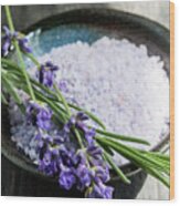 Lavender Bath Salts In Dish Wood Print