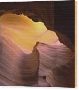 Layered Shadows - Antelope Canyon Wood Print