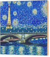 Le Tour Eiffel A La Van Gogh Wood Print
