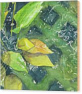 Leaf Pond Wood Print