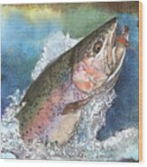 Leaping Rainbow Trout Wood Print