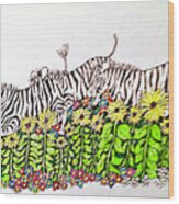 Leaping Zebras Wood Print