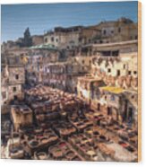 Leather Tanneries Of Fes - 5 Wood Print