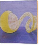 Lemon Peel Twist Wood Print