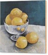 Lemons With Silver Wood Print