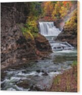Letchworth State Park Lower Falls Wood Print