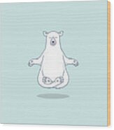 Levitating Meditating Polar Bear Wood Print