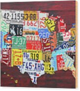 License Plate Map Of The United States Custom Edition 2017 Wood Print