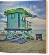 Lifeguard Station - Miami Beach Wood Print