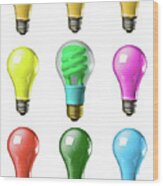 Light Bulbs Of A Different Color Wood Print