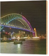 Light On The Harbor Vivid Sydney By Kaye Menner Wood Print