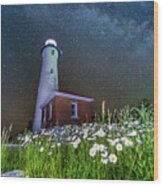 Lighthouse Crisp Point Amazing Nightscape -0405 Wood Print