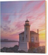 Lighthouse Moon Wood Print