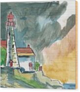 Lighthouse On The Hill Part Deux Wood Print