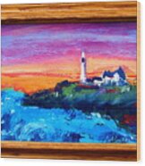 Lighthouse Sunset Wood Print