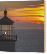 Lighthouse Sunset Wood Print