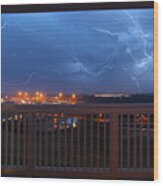 Lightning From The Balcony Wood Print
