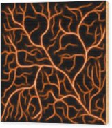 Lightning - Orange Wood Print