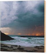 Lightning Strike Off Dana Point California Wood Print