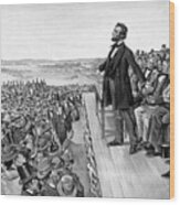 Lincoln Delivering The Gettysburg Address Wood Print