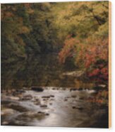 Linville River Autumn Wood Print