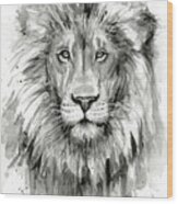 Lion Watercolor Wood Print