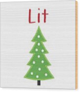 Lit Christmas Tree- Art By Linda Woods Wood Print