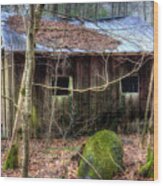 Little Barn Falling Wood Print