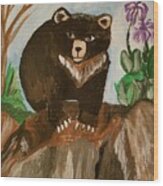 Little Black Bear Wood Print