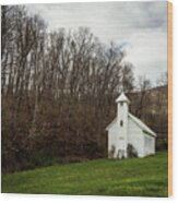Little Church On The Hill Wood Print