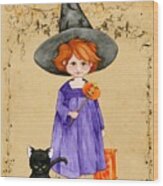 Little Halloween Witch Wood Print