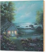 Little House By The Sea Wood Print