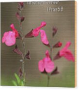 Little Pink Wildflowers With Scripture Wood Print