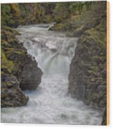 Little Qualicum Lower Falls Wood Print