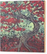 Little Red Tree Series 3 Wood Print