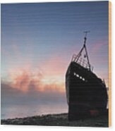 Loch Linnhe Misty Shipwreck Wood Print