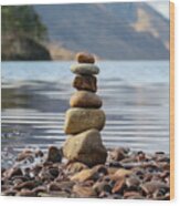 Loch Shiel Stacked Stones Wood Print